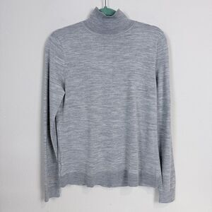 LOFT Gray Mock Neck Button Up Back Sweater M